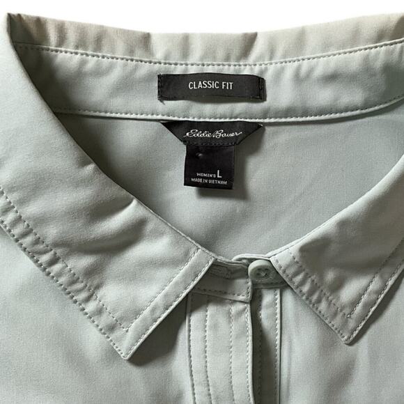 Eddie Bauer Long Sleeve NWOT Light Weight Button Down Blouse Light Mint Green Lg - Picture 11 of 14